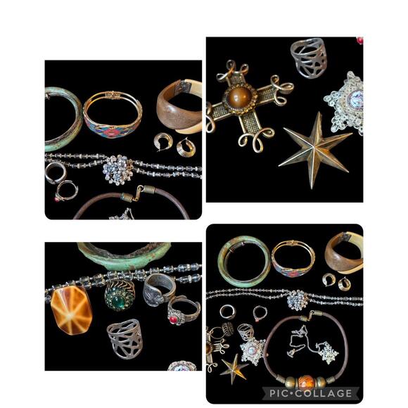 VTG Costume Jewelry Lot (15 PCS) Necklaces, Brooches, Bracelets Rings - Picture 1 of 1